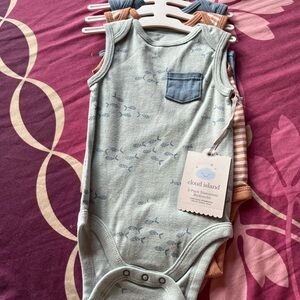 Cloud Island Baby Bodysuit Set in Blue and Orange